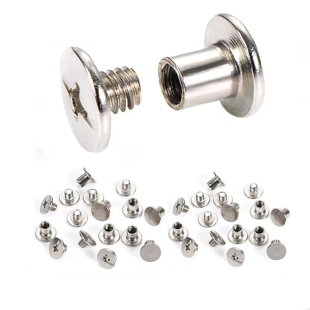 10pcs Butt rivetti M5x6mm/8mm borsa in pelle vite per cintura Album fotografico in acciaio Snap Scrapbook Account Book Binding Bolt argento