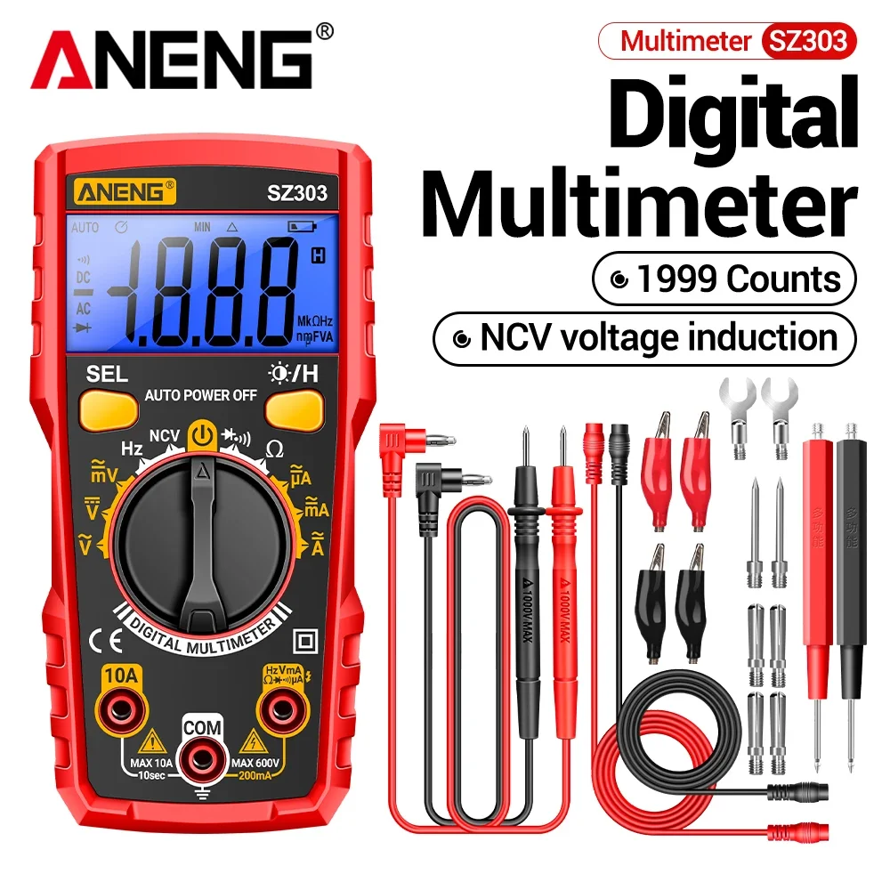 

Smart Digital Voltage Multimeter ANENG SZ303 Professional Current Electrical Resistance Diode Buzzer High Precision Portable Too