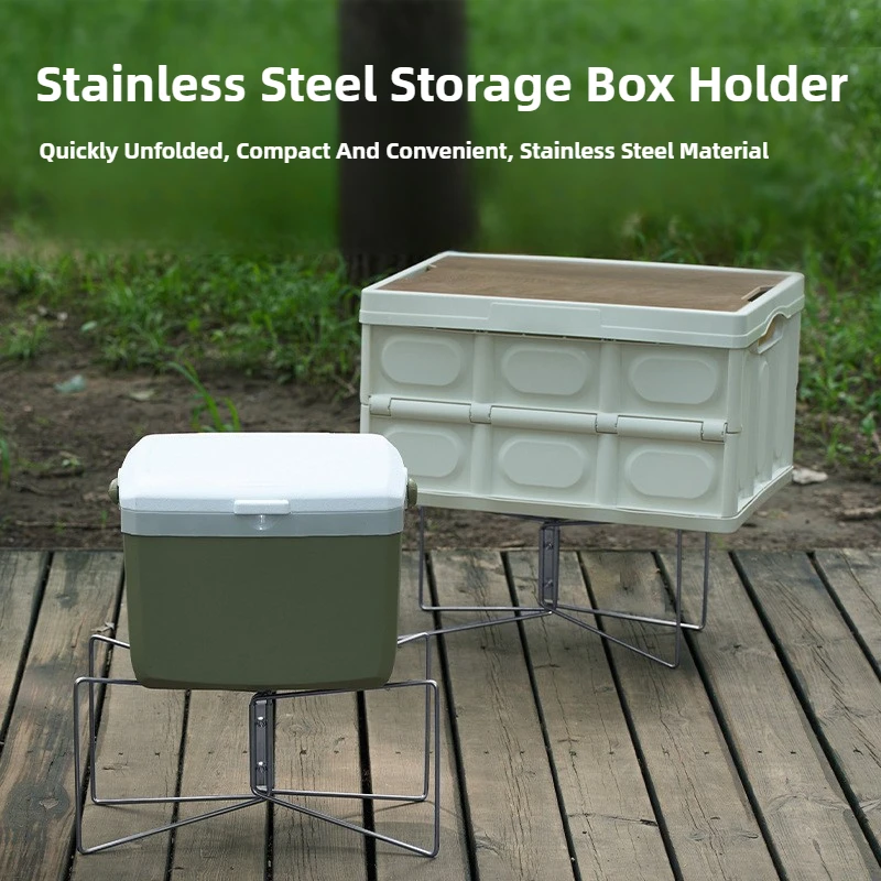 1/2 قطعة التخييم طوي حامل معدني المحمولة المنظم صندوق حامل قابل للطي صناديق تخزين في الهواء الطلق رفوف للنزهة في الهواء الطلق