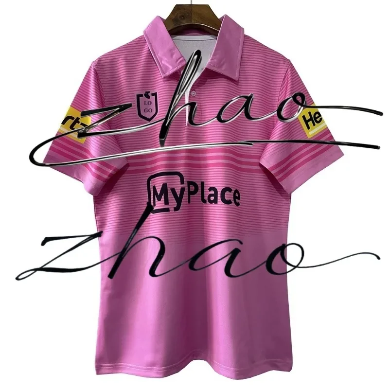 

2024 Pengris Black Panthers ANZAC Home and Away Rugby Jersey Training Summer Round Neck Oversized Polo Shirt Motorcycle