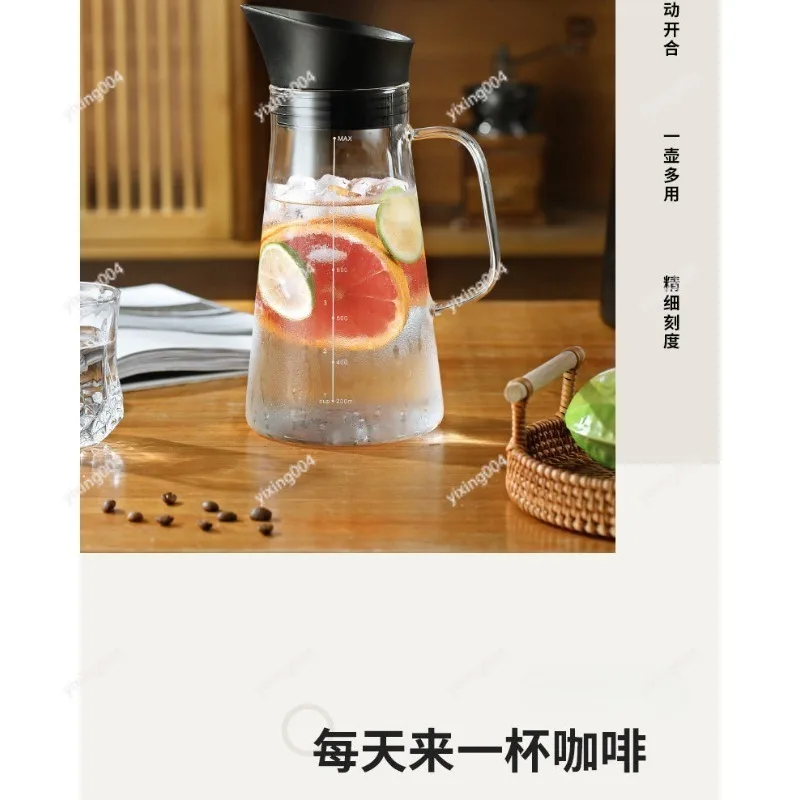 Large Capacity Glass Cold Brew Pot Filter Coffee Maker for Home Office