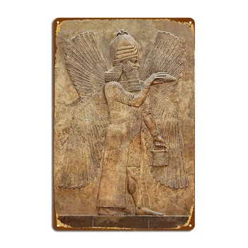 Assyrian Winged Genie/aptallu 금속 사인, 클럽 파티, 클럽 바, 벽 장식, 주석 사인 포스터 제작 