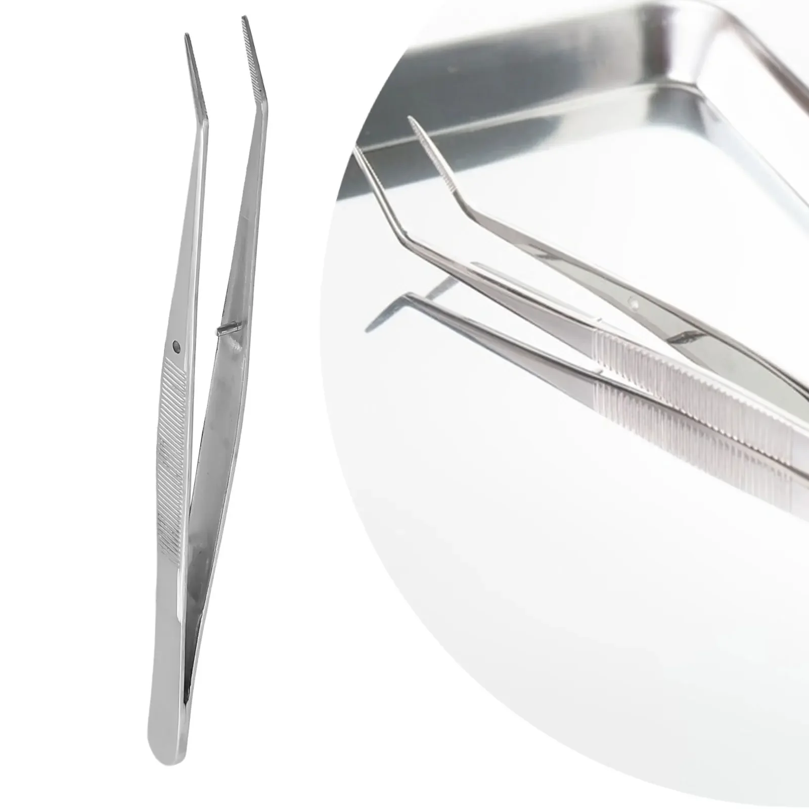 Dental Baumwolle Pinzette Edelstahl Chirurgische Gezahnt Gebogene Pinzette Pick Up Baumwolle Clip Forcep zahnarzt Oral Untersuchung Werkzeug