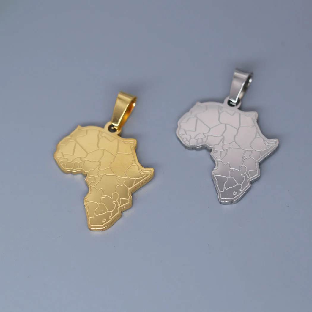 2Pcs/lot Africa Map with Tiger Face Pendant for Necklace Bracelets Jewelry Crafts Making Findings Handmade Stainless Steel Charm