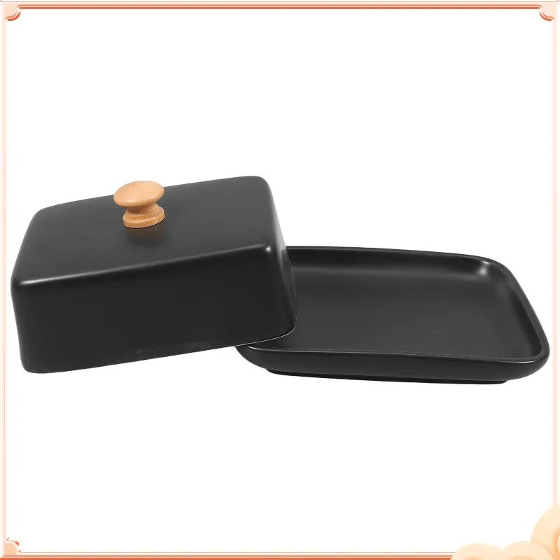 

Butter Box Crock Plate for Table Container Fridge Ceramics Dish with Lid Dosh