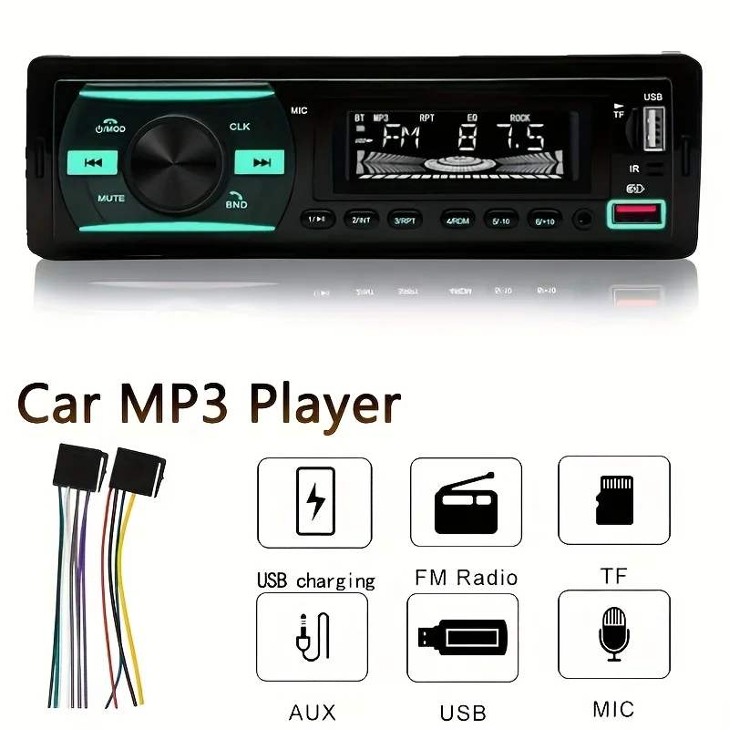 

Универсальный автомобильный радиоприемник MP3 1 Din, авторадио, стерео аудиоплеер, AUX/FM/BT/USB, усилитель флэш-накопителя, голос, без аккумулятора