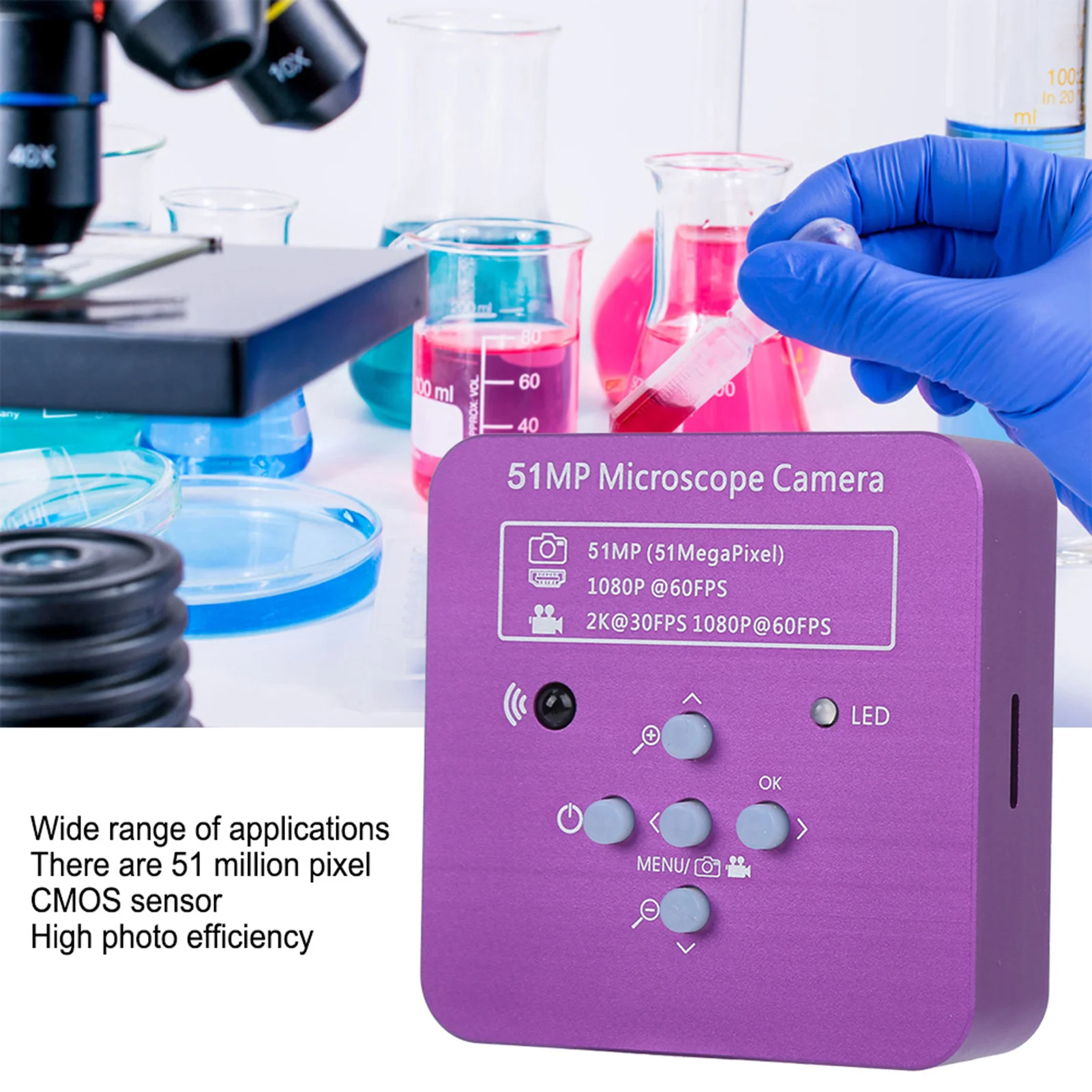FHD 51MP HDMI USB Industrielle elektronische digitale Videomikroskopkamera C-Mount-Objektiv-Videokamera mit Mikrofon