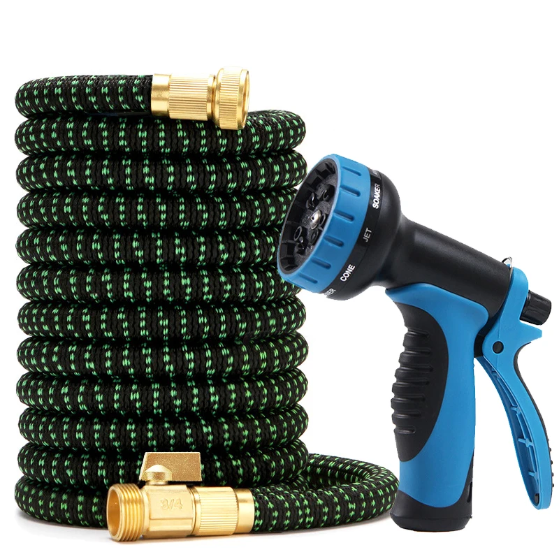 Tubo de Agua Expandible 3X para Jardín, Pistola de Agua de Alta Presión para Lavado de Autos, Conector US 3/4, Accesorios para Lavado de Autos