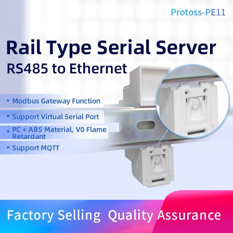 Convertidor de puerto serie a Ethernet Modbus RS485 DIN-Rail, Protoss-PE11