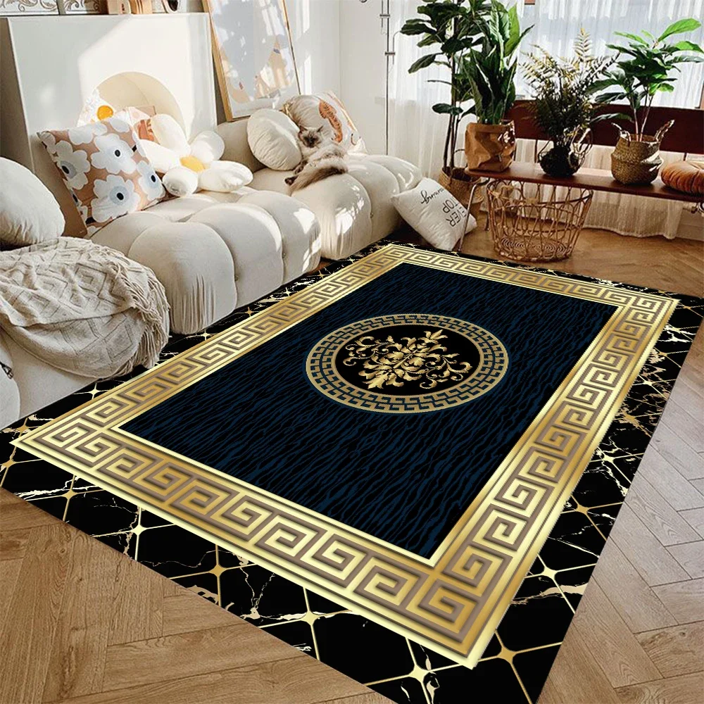 Modern Luxury Golden Carpet for Living Room Abstract Decoration Large Carpet Rug Rooms Decor Mat Tapis Salo