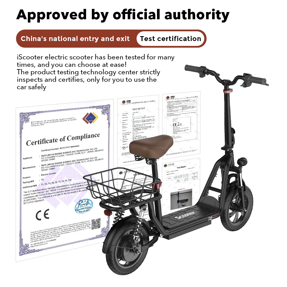 IScooter I12 Elektrische Scooter Met Zadel En Afneembare Mand 12 Inch Banden Opvouwbare Kick EScooter 36V 7.5Ah Max Bereik 35km Mobiliteits Scooter