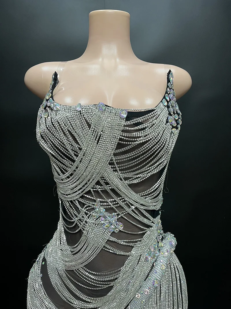 Vestido de noche elegante y brillante de lujo con diamantes, vestidos de mujer para reunión anual, vestidos de fiesta y boda para mujer 2025