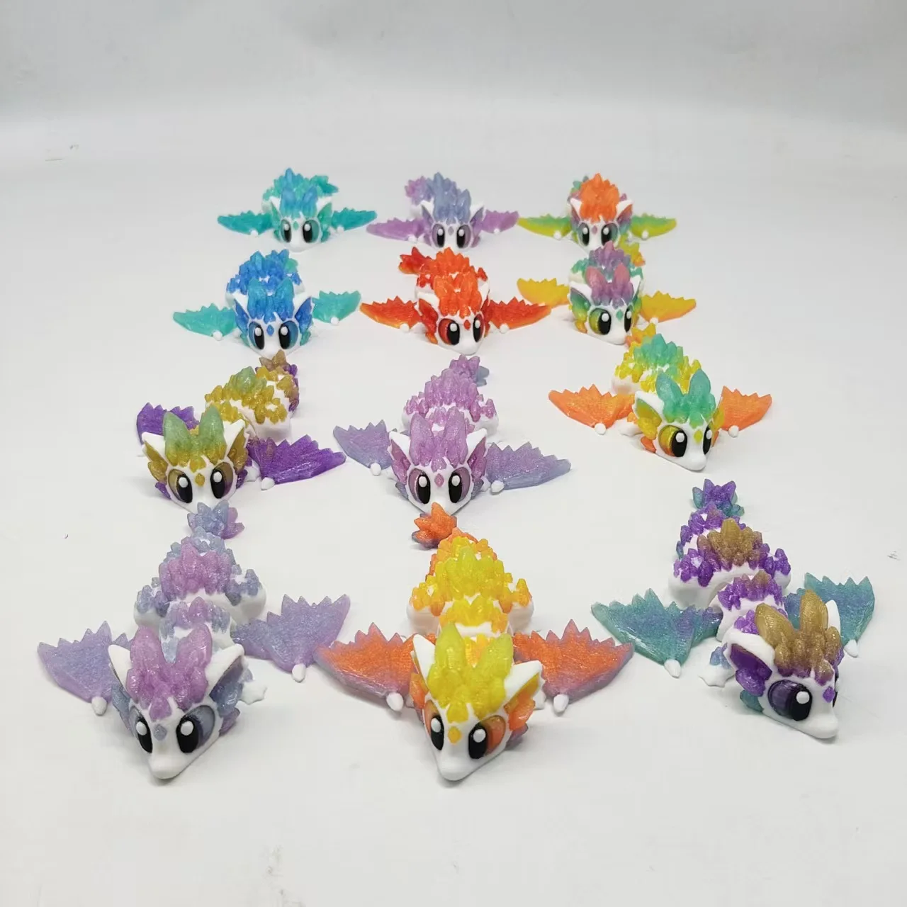 Multi-cor cristal glaciar pequeno dragão 3d impresso brinquedo simulação animal dragão brinquedo modelo bonito artesanato decoração de casa presente do feriado