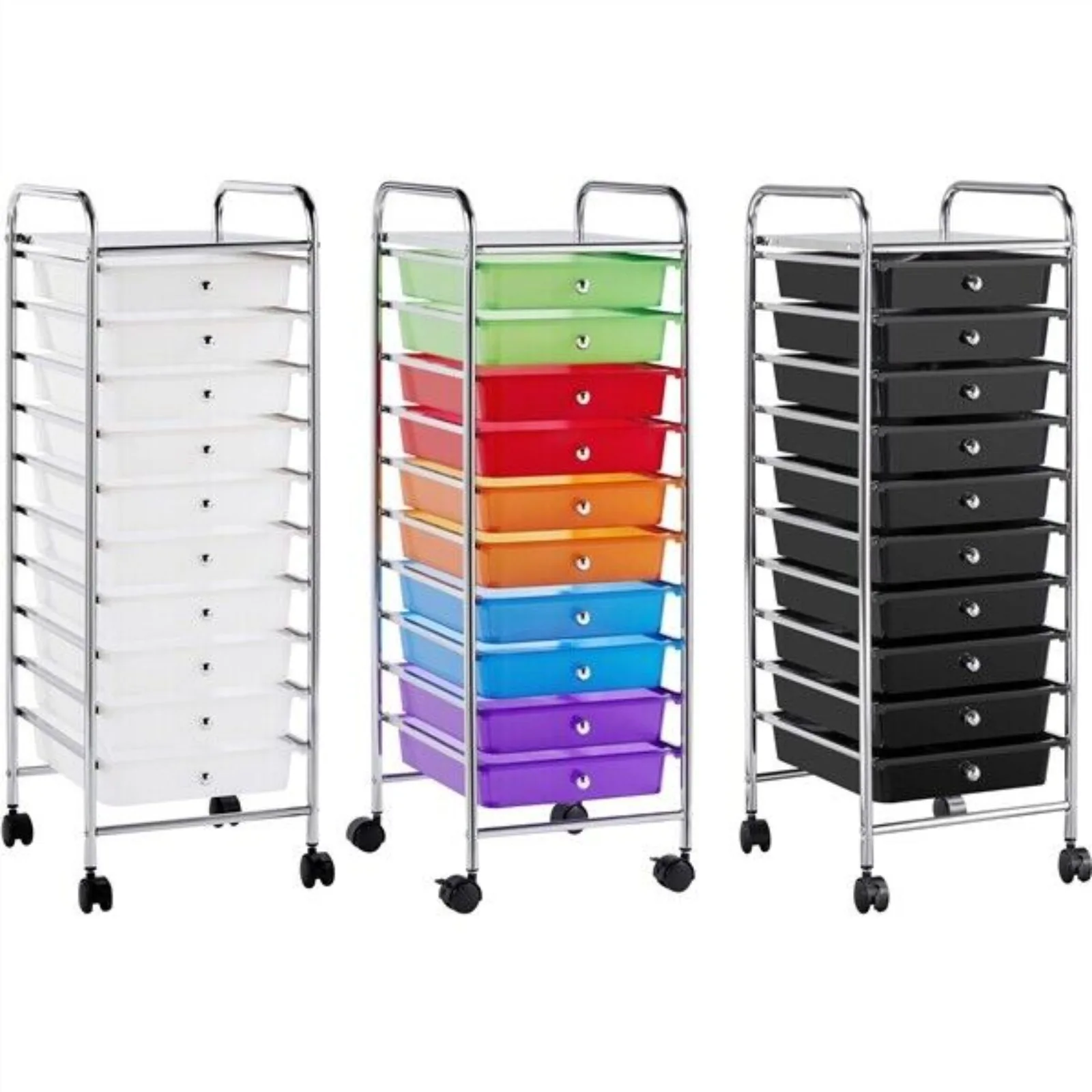 10 Drawer Rolling Storage Cart Plastic Utility Craft Cart with Drawer and Wheels United States