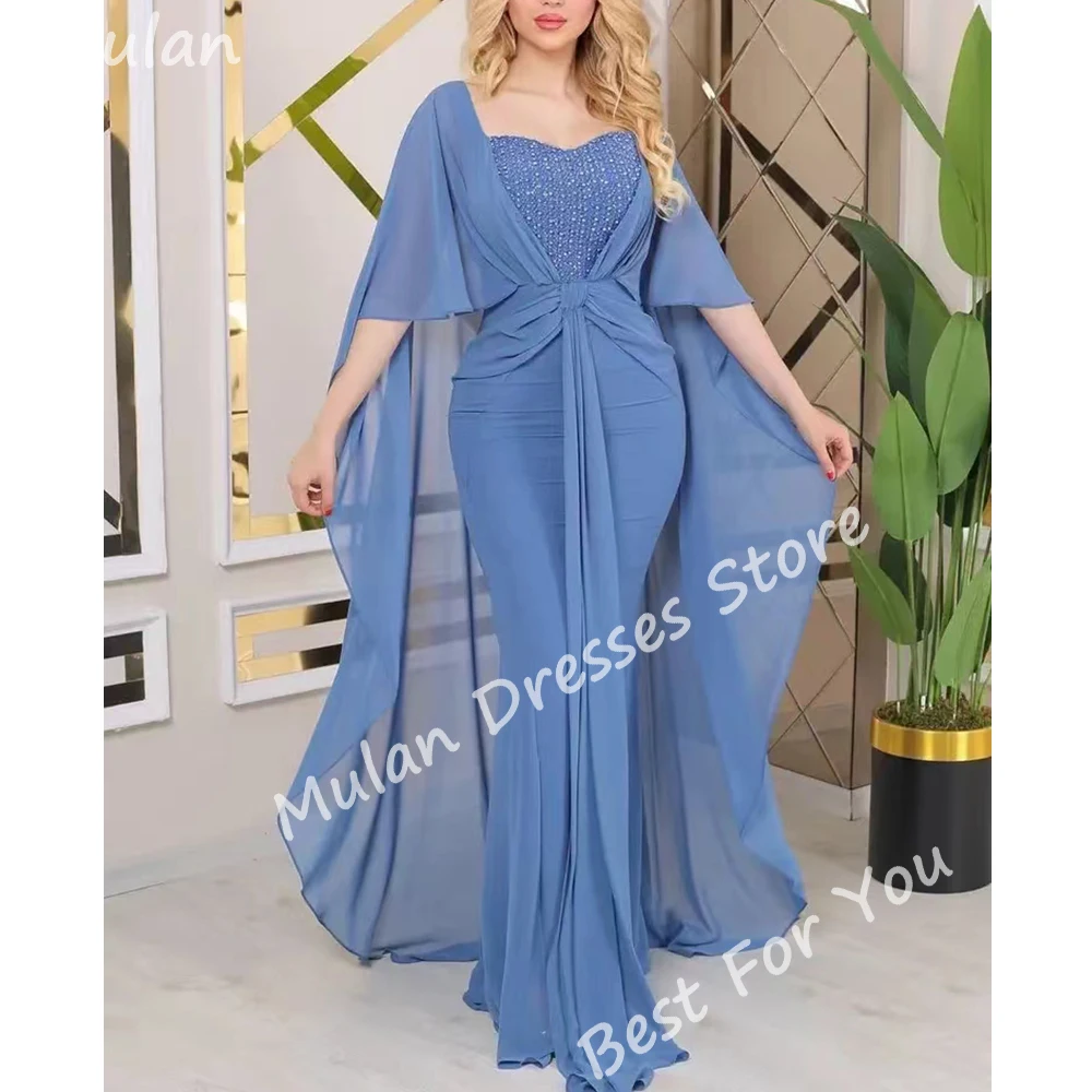 Elegant Long Evening Dresses for Saudi Arabia Women Beads Floor-Length Mermaid Special Events Prom Party Dress Wedding Gala 2024