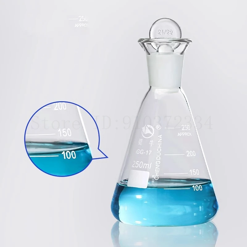 1pc Lab Glass Odine Flask High Borosilicate Glass Triangle Flask with Iodine Plug