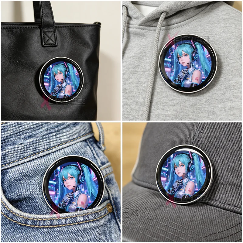 

Anime E-Badge Display Pin Dynamic Electronic Badge Anime Merchandise Digital Display Badge Dynamic Gift For Otaku Fans Friends