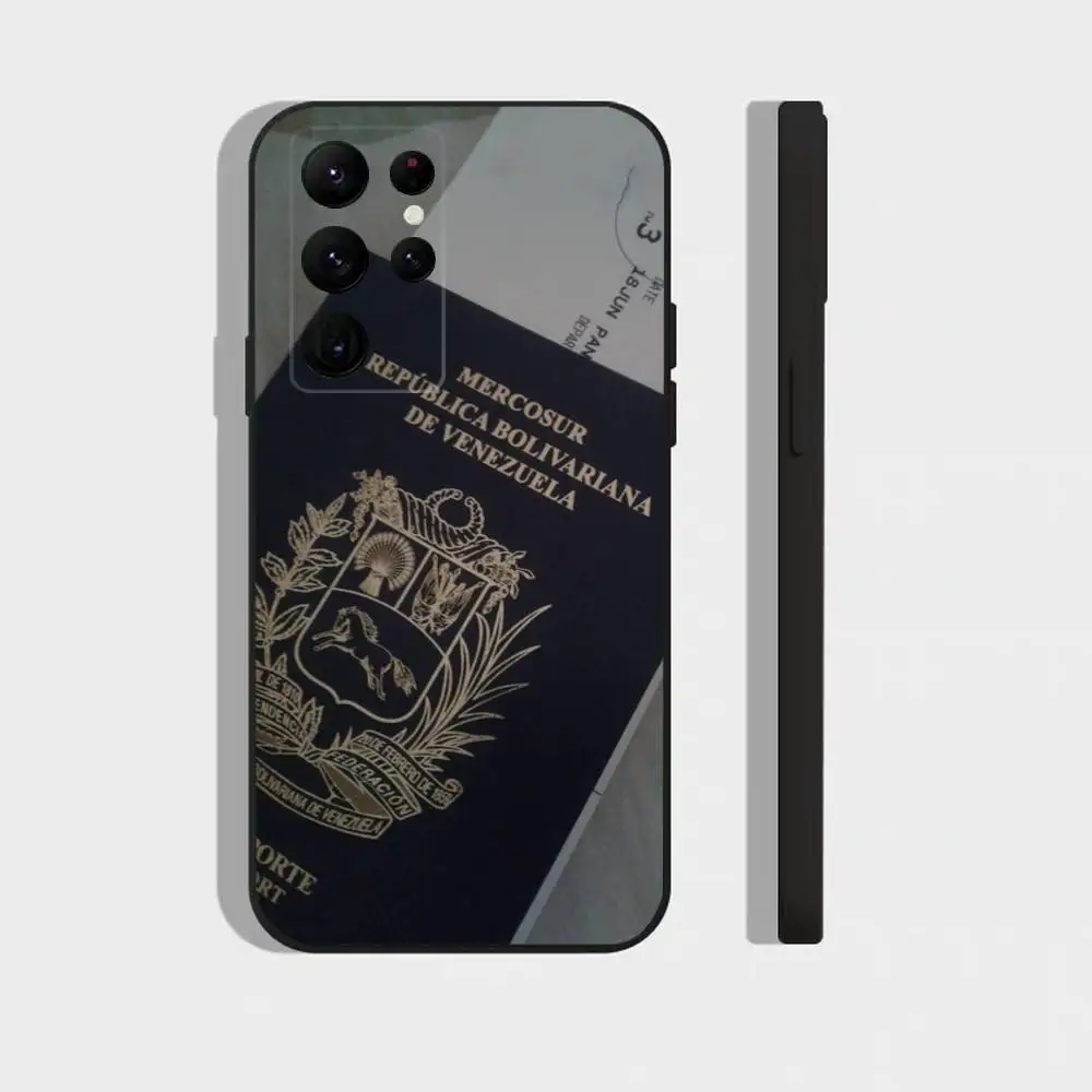 V-Venezuela Passport Flag Logo Collage Phone Case For Samsung S25,24,23,22,30,21,10,9,Ultra,Plus,FE 5G Black Soft Case