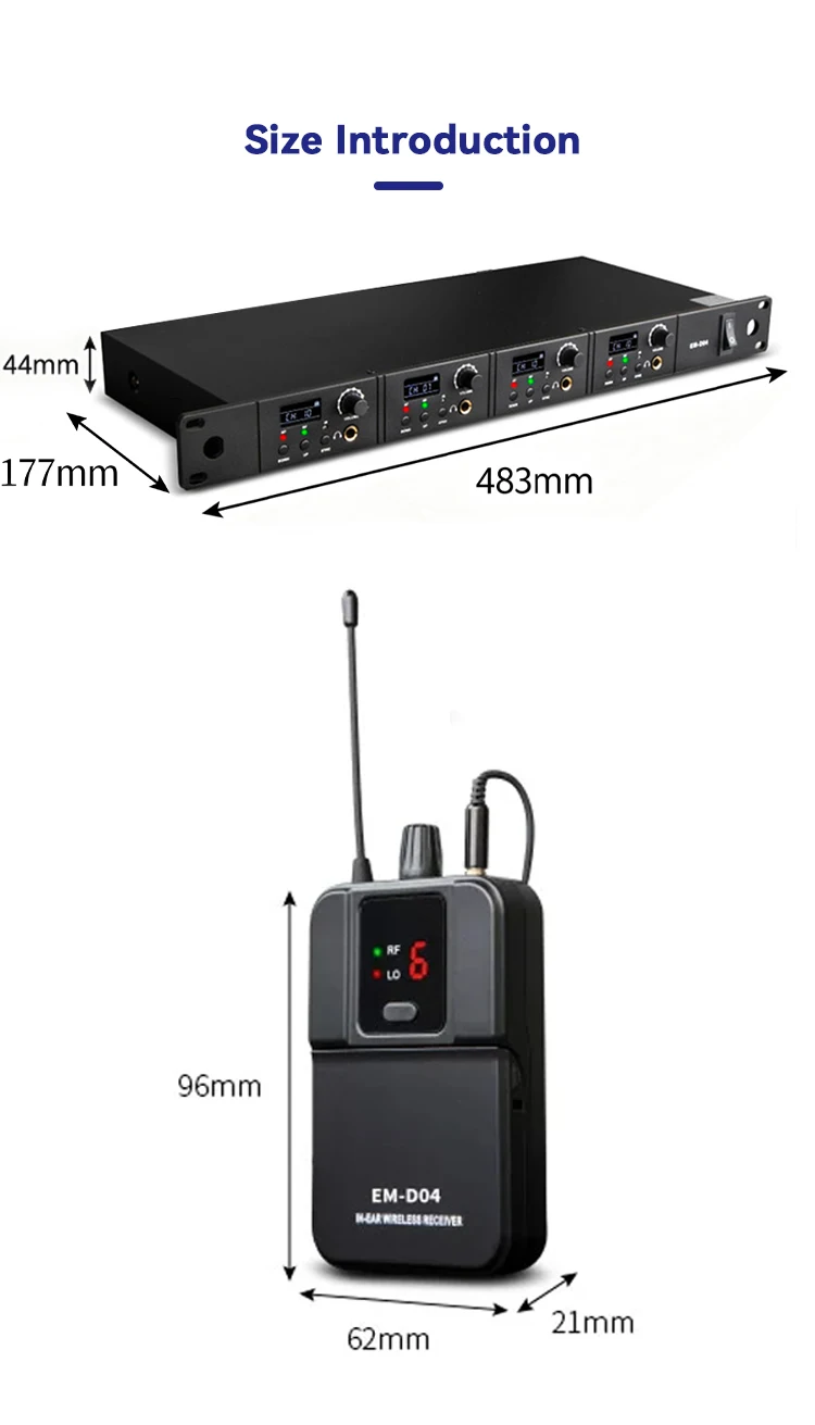 Paulkitson EM-D04 Drahtloses In-Ear-Monitoring-System Drahtloses Bühnen-Return-IEM UHF 4-Kanal 600-937MHz 4 Empfänger für Live-Bühnen – Detail 13
