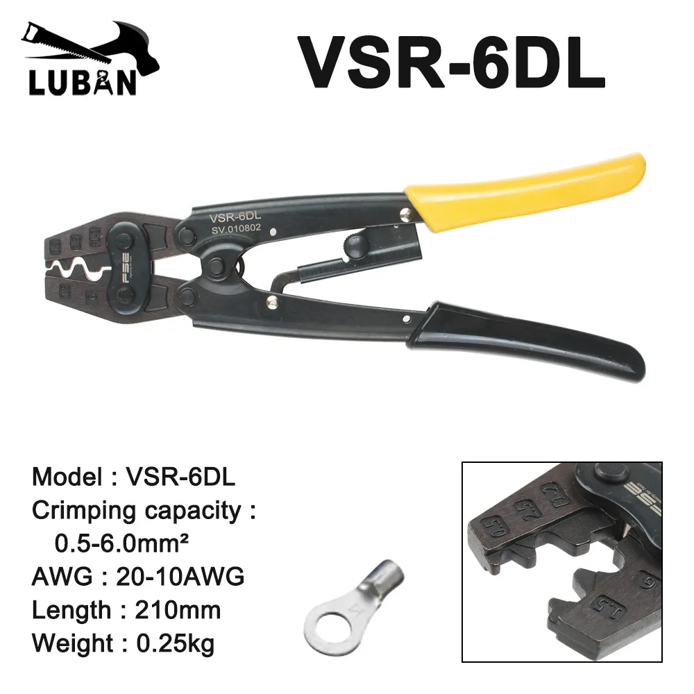 VSR-6D VSR-6DL VSR-16D Crimping Tang untuk 0.5-6mm2 20-10AWG Bare Terminal Versi Upgrade Tangan Alat