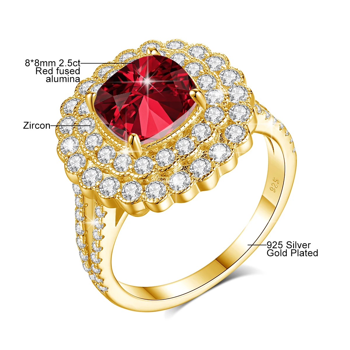 Große Moissanit-Diamantringe für Frauen, 925 Sterling Silber Halo-Ehering, Edle Schmuckverpackung mit GRA-Zertifikat – Detail 4