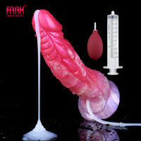 FAAK Squirting Curved Horse Penis Ribbed Ejaculation Dildo With Sucker Spray Liquid Multi Color Anal Plug G-spot Stimulate