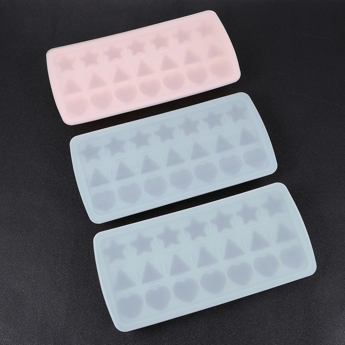 

3Pcs Silicone Ice Cube Mold Creative Star Heart Triangle Shape Ice Maker DIY Chocolate Jelly Candy Tray for Home Kitchen