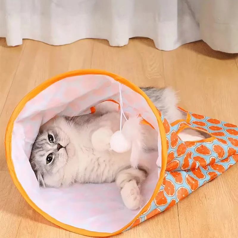 ﻿Foldable Cat Tunnel Interactive Toy  Drill Bag Cat Tunnel Rolling Mouse with Noise Paper Cat Drill Hole Cat Interactive Play