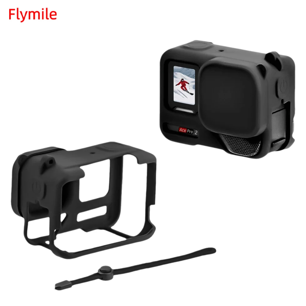 �y�Z�[�����zFlymile �V���R���P�[�X Insta360 Ace Pro 2 �J�����{�f�B�J�o�[�ی�P�[�X �����Y�L���b�v�t�� �V���R���S���A�N�Z�T���[