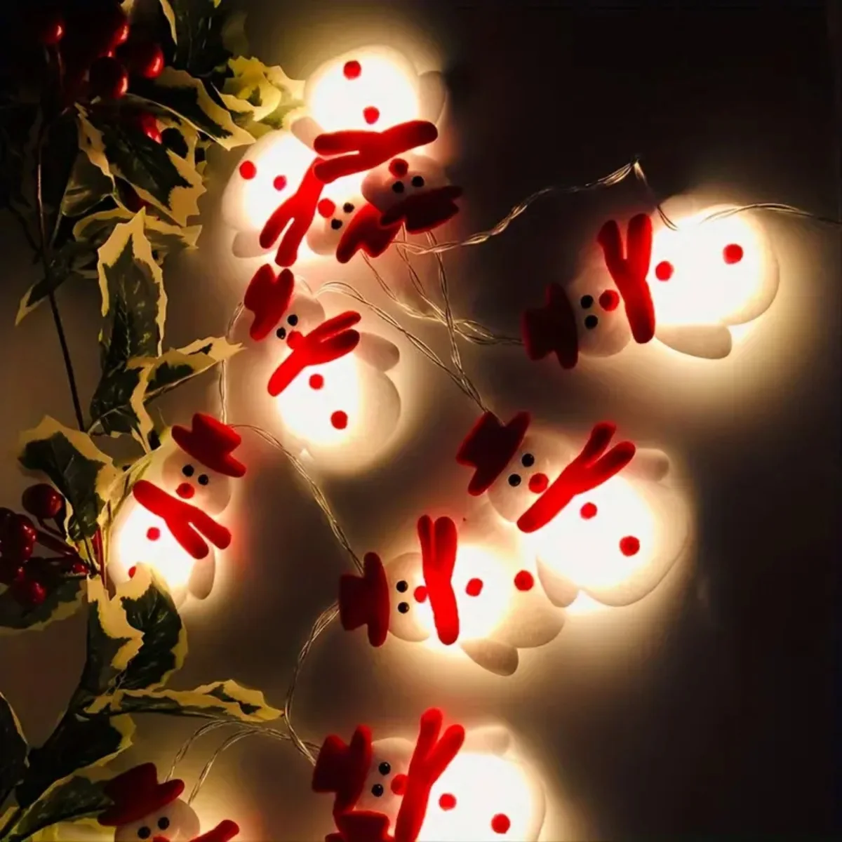 1pc 10/20 LED Plush Snowman String Lights Small Puppet Christmas Atmosphere Decorative Fairy Lights Perfect Xmas Gifts