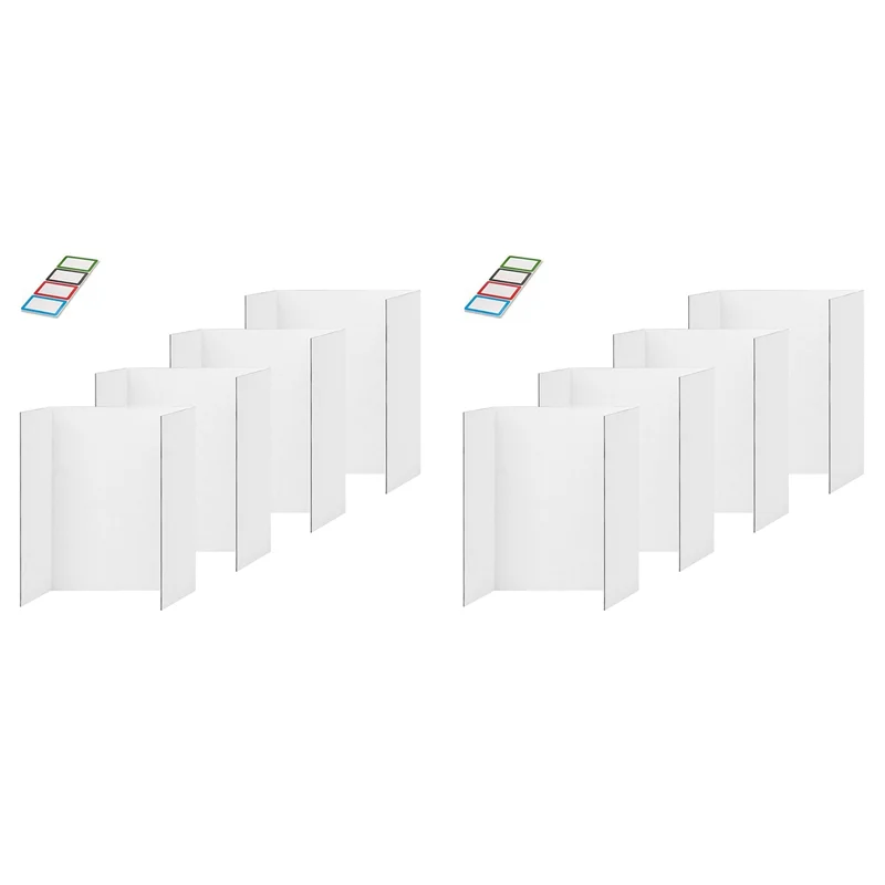 Tablero de carteles triple de 8 piezas, tablero de carteles blanco viene con accesorios adhesivos, tableros de presentación corrugados S