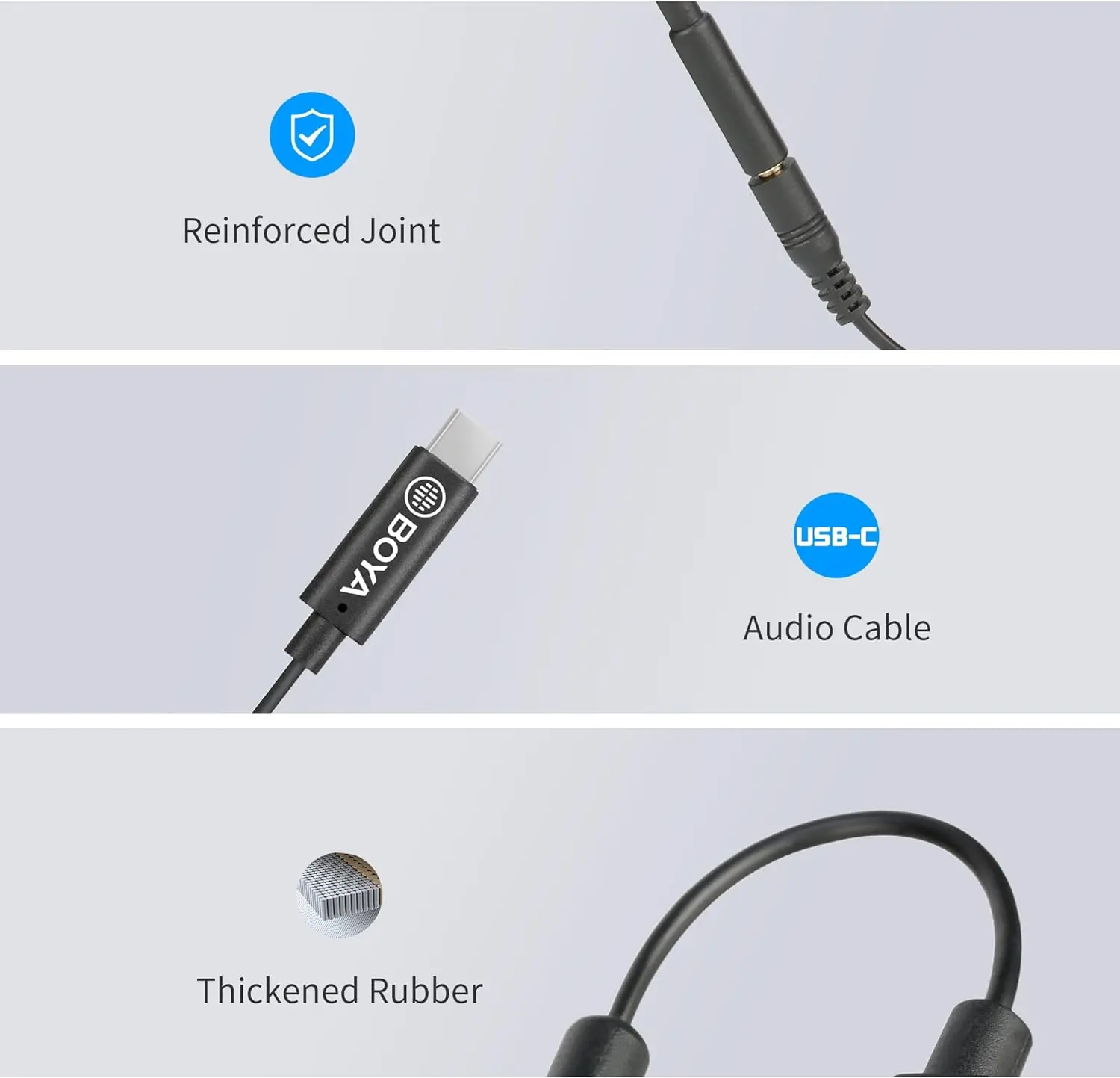 BOYA BY-K9 Wireless Microphone Audio Adapter Cable 3.5mm TRRS (Female) to Type-C (Male) for Android PC Laptop Computer Youtube