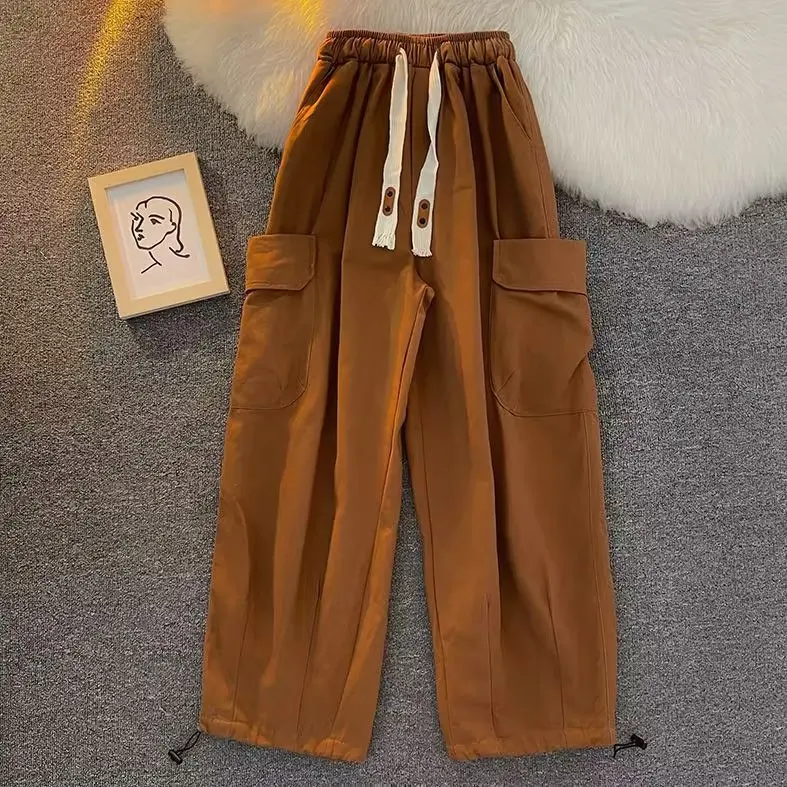 

Retro American Work Pants Men's High Street Hip Hop Trend Loose Casual Woven Dstring Trousers Harlan Summer Casual Pants