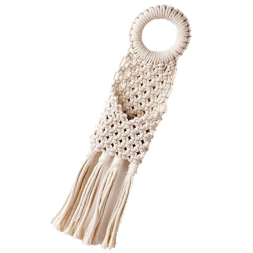 

Doorknob Hanging Tapestry Bohemian Woven Wall Decor Storage Pouch For Home Bedroom Living Room Office Cotton Thread