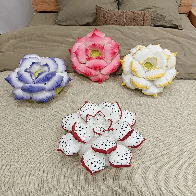 Lotus Succulent 3D Simulation Pillow, Living Room Sofa Cushion, Bay Window Decoration Ornament, Fun Plant Plush Doll Girl Gift