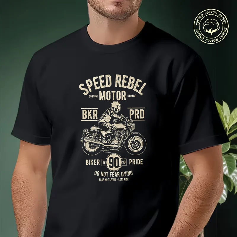 

Speed Rebel Motor Men's Moto T Shirt Casual Dress High Quality Mens Cotton Round Neck Short Sleeved T-shirt