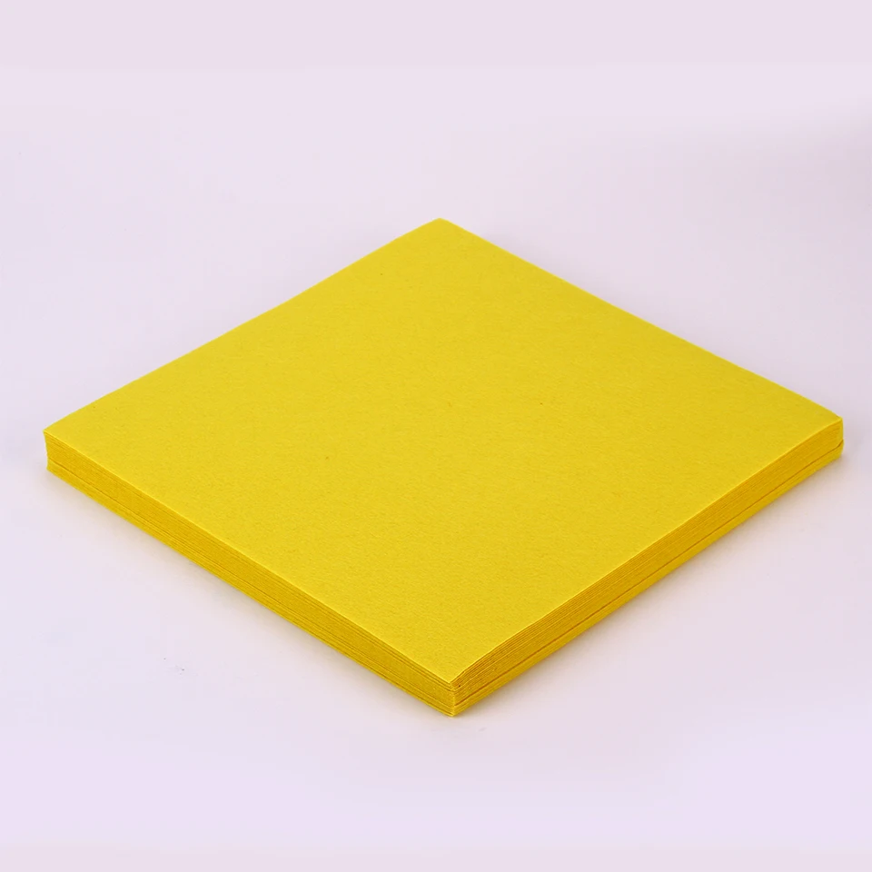 10Pcs Pure Colour DIY Felt Fabric Yellow Color 30X30CM 1mm Plain Felt Cloth Pack DIY Craft Sewing Squares Nonwoven Patchwork