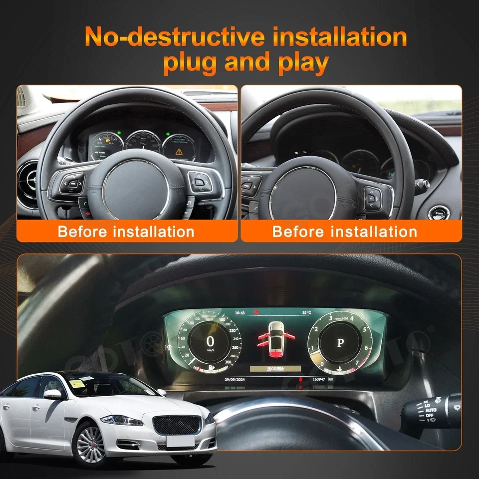 

12,3-дюймовая цифровая приборная панель для Jaguar XJL 2010-2015 Linux Спидометр Панель приборной панели Датчик виртуальной кабины Carplay