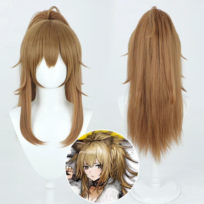 

Arknights Siege Cosplay Wig 60cm Long Brown Ponytail Heat Resistant Synthetic Hair Halloween Party Carnival Role Play + Wig Cap