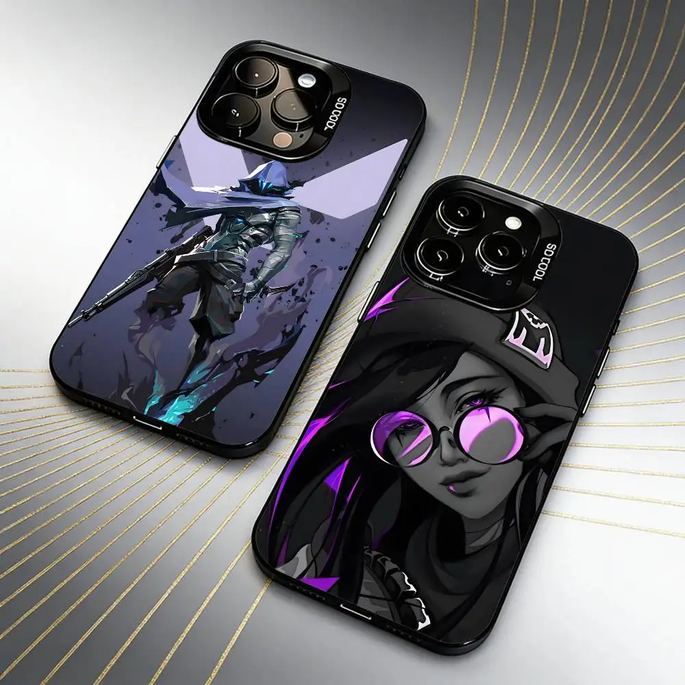 Game V-ValorantES RoleS Phone Case For iPhone 16 17 15 14 12 13 Pro Max Black Candy Matte Shockproof Cover