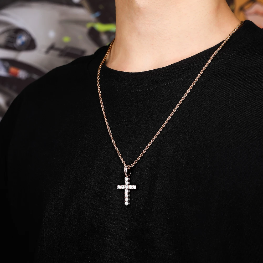 TOPGRILLZ Hip Hop Pico Harvey Cross Pendant Necklaces Micro Pave AAAA+ CZ Necklace 18\'\' 20\'\' 24\