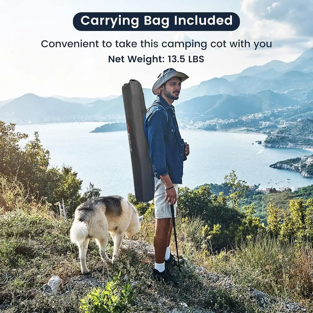 

Portable Lightweight Camping Cot with Carrying Bag, Durable Outdoor Sleeping Bed for Adults and Kids, Supports up to 300lbs