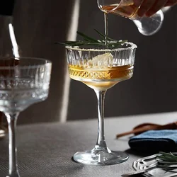 European-Style Engraved Champagne Glass High-Footed Martini Goblet Household Dessert Cup Creative Cocktail Cups Bar Wine Glasses