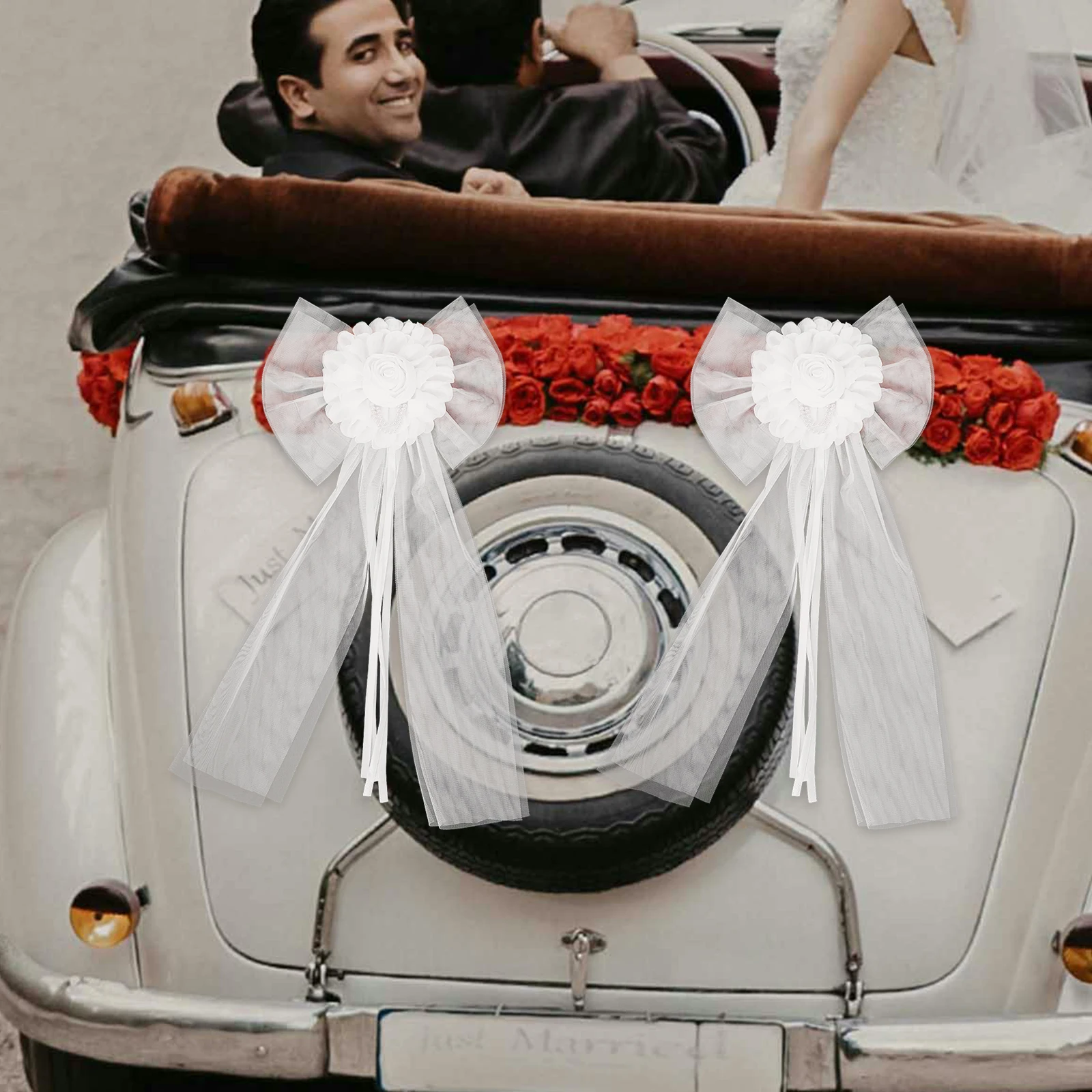 

2pcs Bows Ribbon Decor Large Bow Ceremony Pew Bows For Aisle Wedding Reception Decorations Car Wedding Decorations Elegant Bow