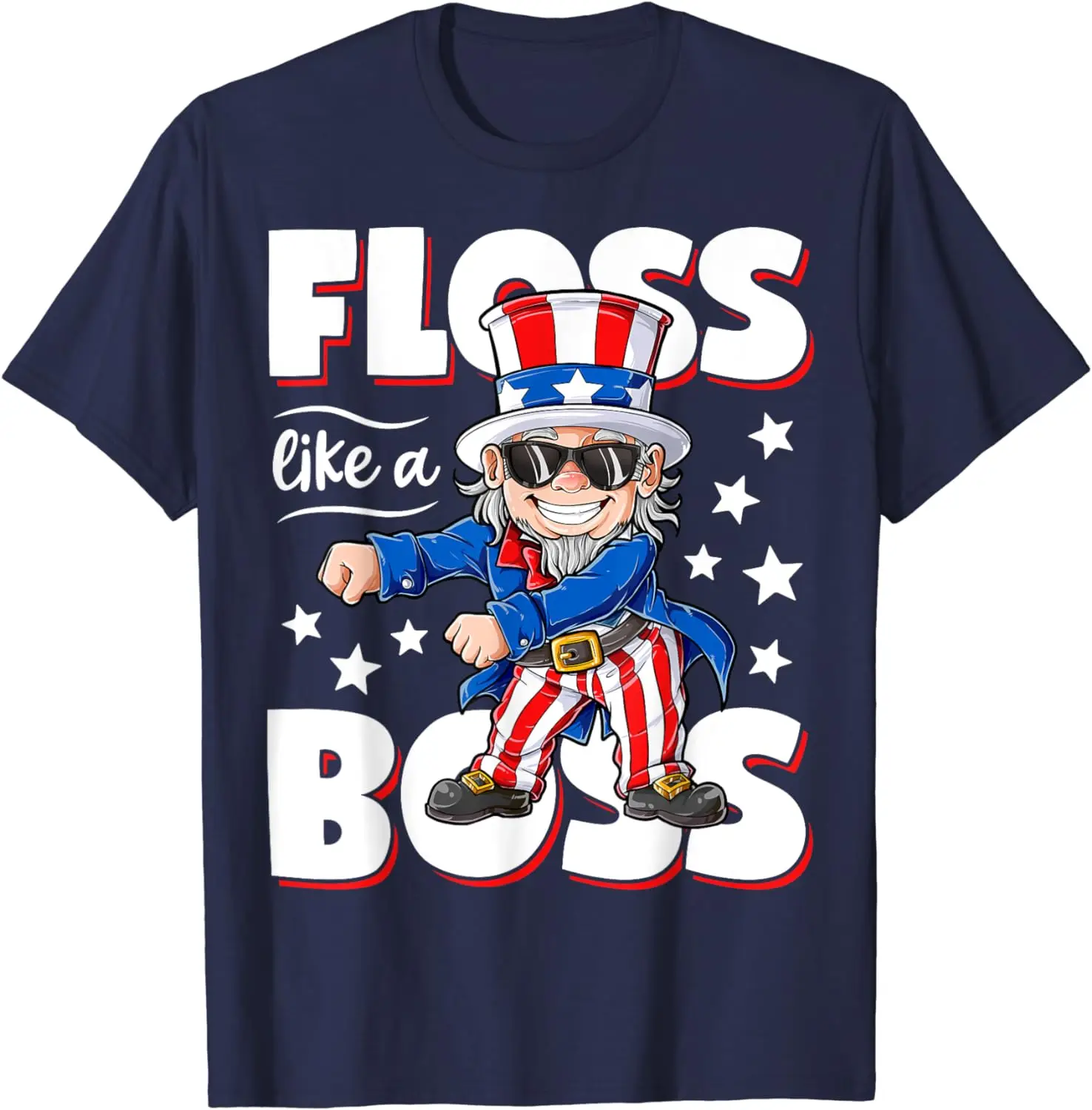 Floss Like a 4th of July Shirt Kids Boys Girl Uncle Sam T-Shirt