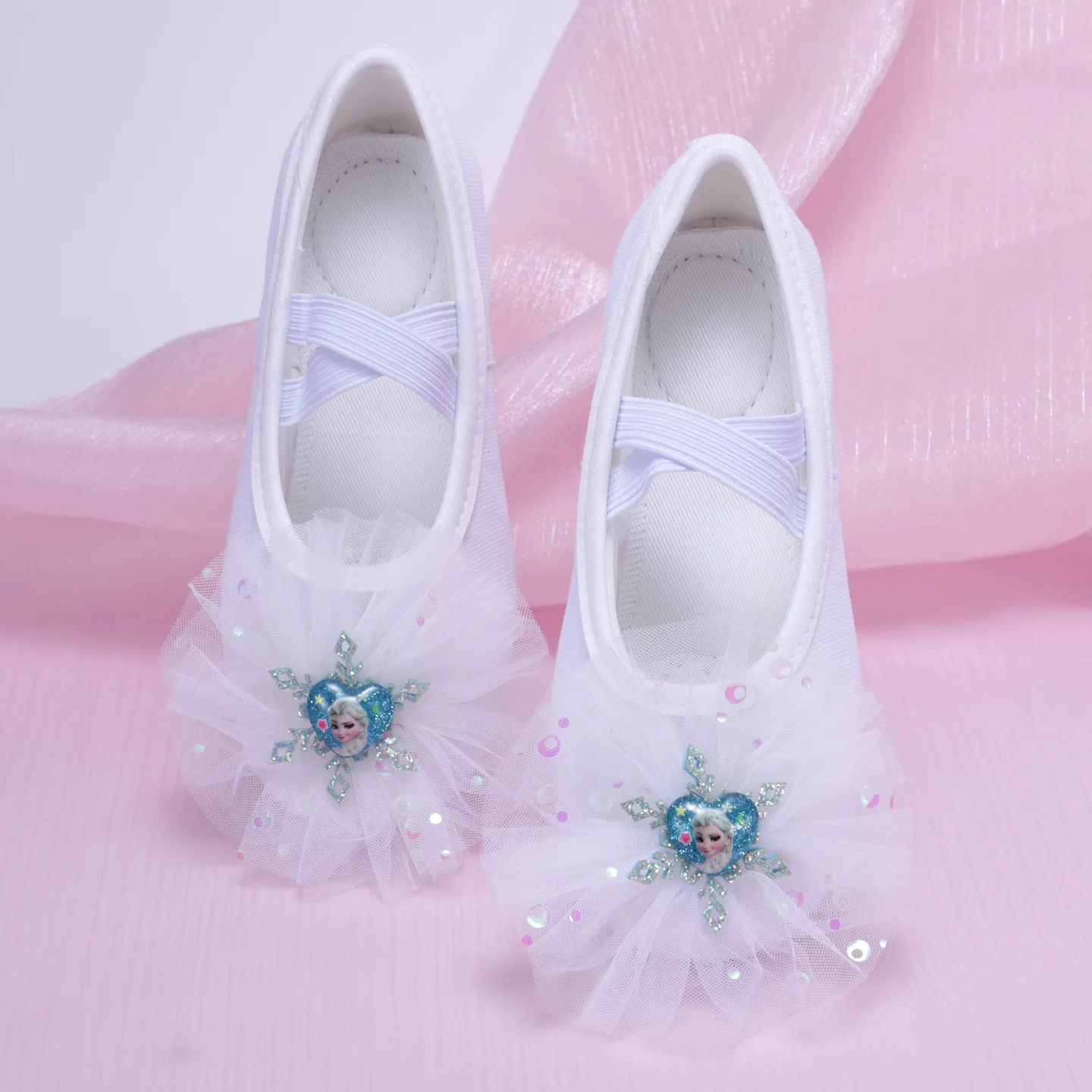 Chaussures de Ballet pour filles, pantoufles de danse à semelle souple, Elsa, chaussures de ballerine de gymnastique pour enfants, chaussures blanches, taille 23-39