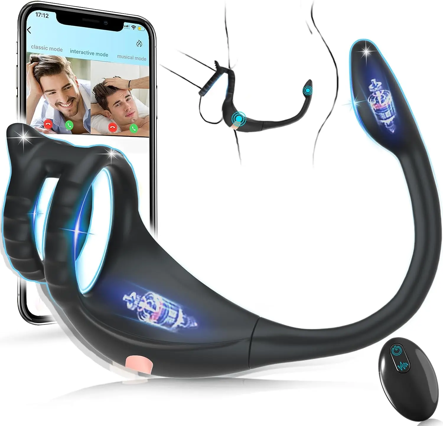 Anel do galo vibratório com Mini bala para macho, controle remoto, plug anal anal, massageador de próstata, anel do pênis, estimulador