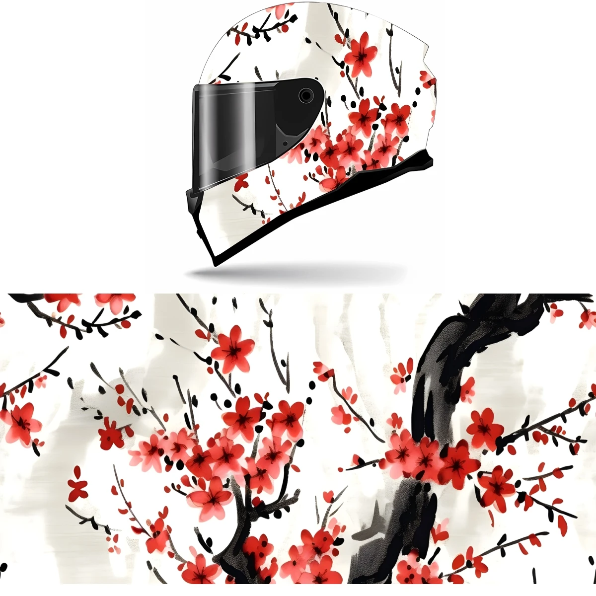 

Chinese Painting Style Landscape Full Helmet Wrap Sticker Motorcycle Helmet Racing Graphic Decal Vinyl Wrap Helmet Decor Sticker