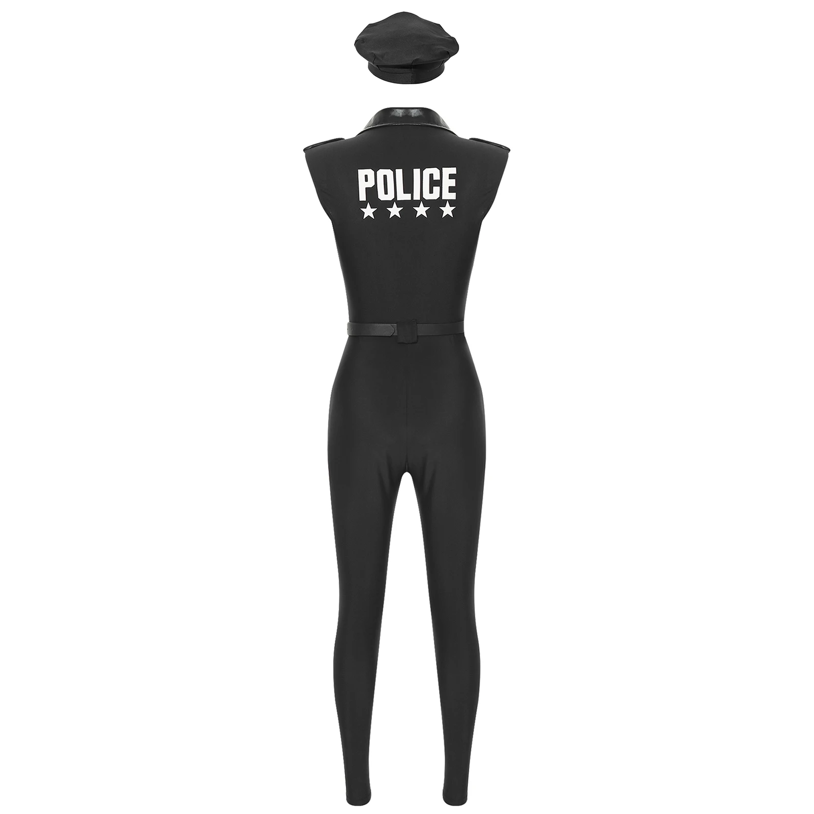زي الشرطة النسائية التنكري زي الشرطة القذرة بدون أكمام مع قبعة محفظة بحزام لحفلات الهالوين #5