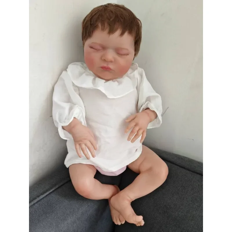 

49cm Cotton Body Newborn Baby Doll Laura Sleeping Doll 3D Skin with Hand Root Hair